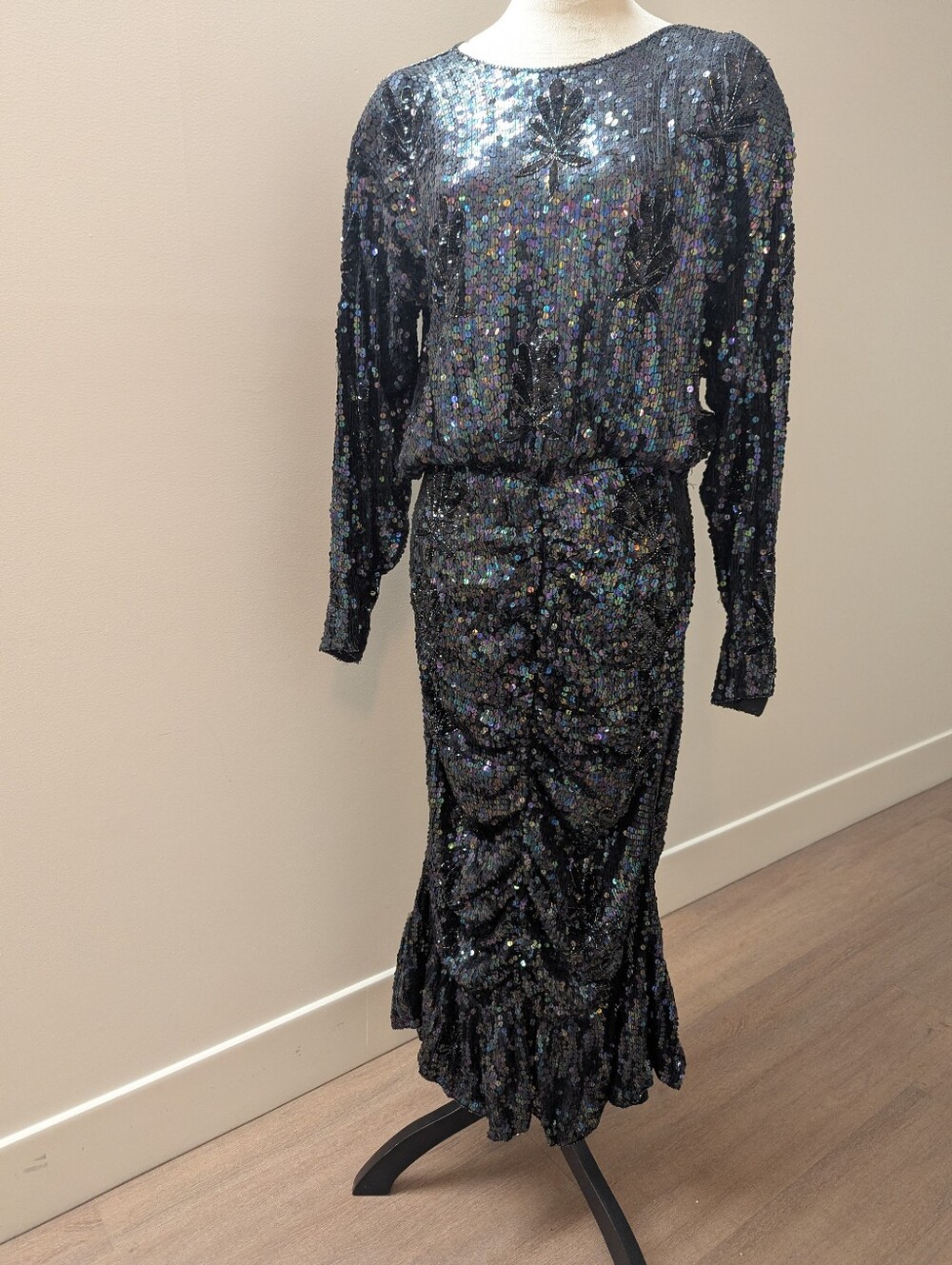 Marquis Romanelli Couto  Black and Silver Sequin Gown